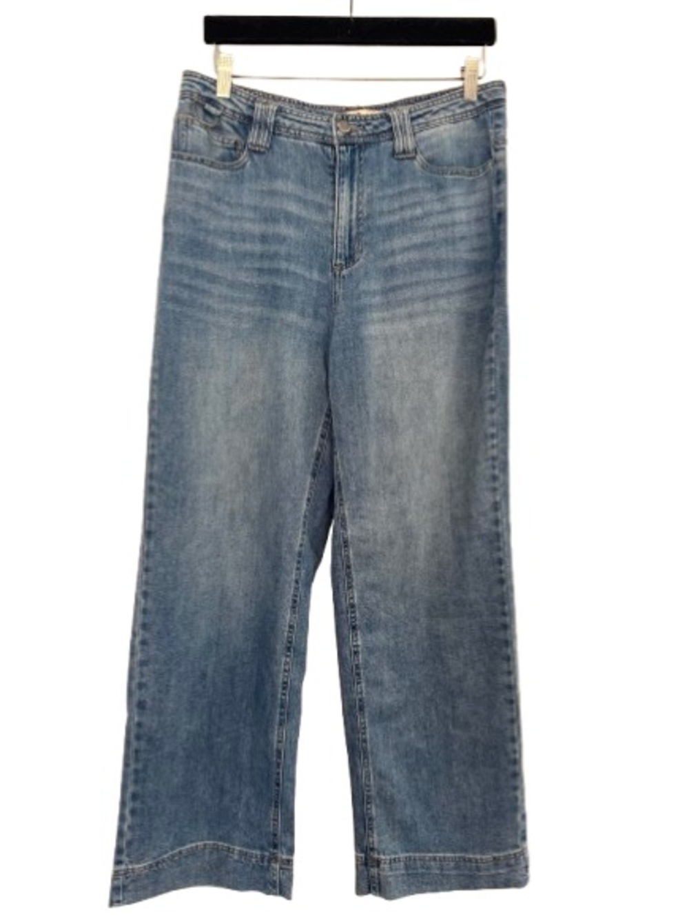 Oat New York Cloud Luxe Denim Jeans Blue High Rise Wide Leg Stretch